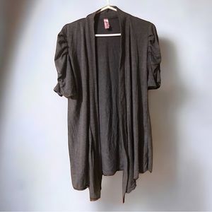 Just One Gray Frilly Short Sleeve Open Cardigan Size Large